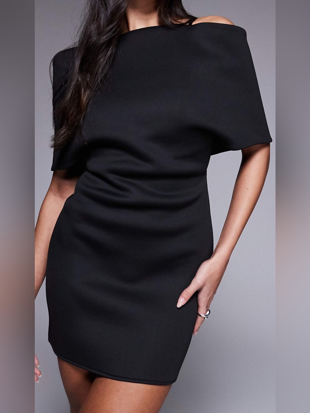 ASOS Black Cape Sleeve Mini Dress - Picture 3 of 8